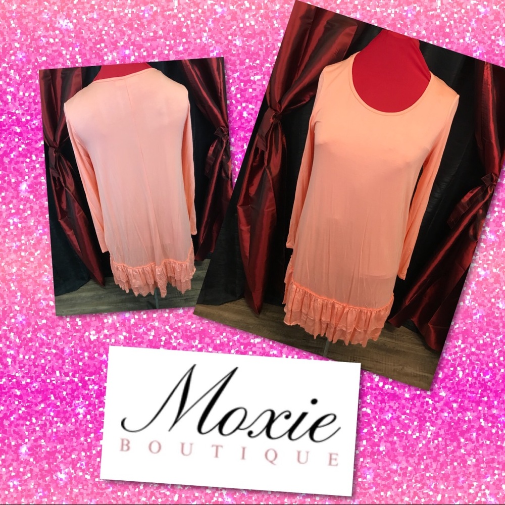 Fluorescent Coral Ruffled Tunic